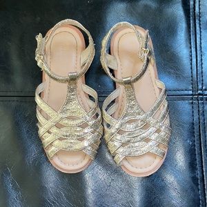 Worn Zara Gold Little Girl Sandals